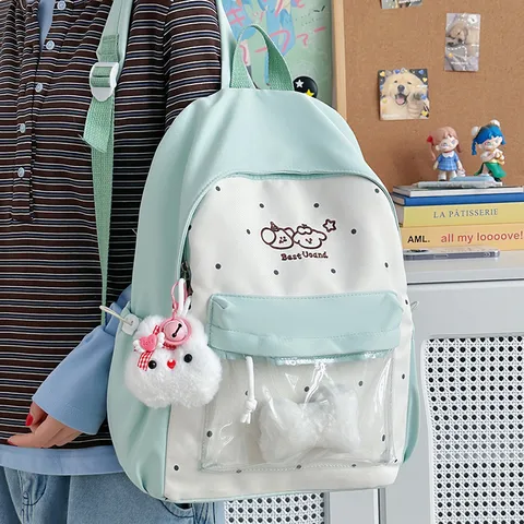 Diafanes Sakoplati Ita Harito Poua Scholiki Tsanta Casual Daypack Me Diafanes Parathyro Kai Plousio Kremasto Gia Koritsia