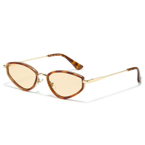 Modieus Smal Montuur Cat Eye Zonnebril Dames Heren Vintage Metaal Kunststof UV400 Bescherming Trendy Bril