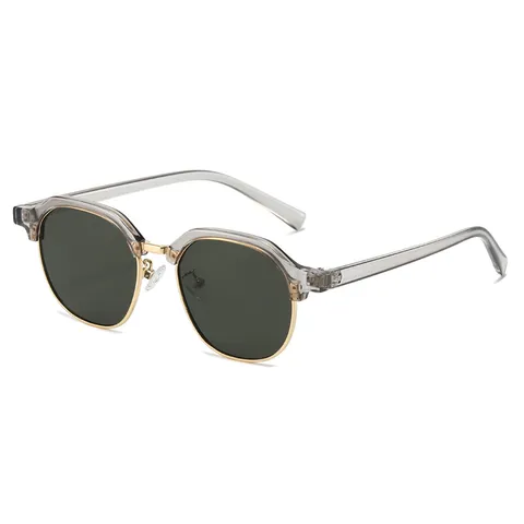 Dames Mode Half Frame Zonnebril Vintage Metaal Rand Ronde Zonnebril UV400 Street Style Chic Bril