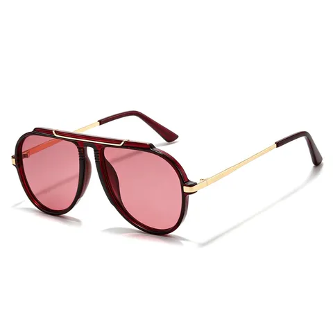 Vintage Dubbele Neusbrug Vierkante Zonnebril Voor Heren Dames Mode UV400 Bescherming Rijden Bril Trendy Metalen Montuur Zonnebrillen