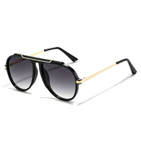 Vintage Dubbele Neusbrug Vierkante Zonnebril Voor Heren Dames Mode UV400 Bescherming Rijden Bril Trendy Metalen Montuur Zonnebrillen