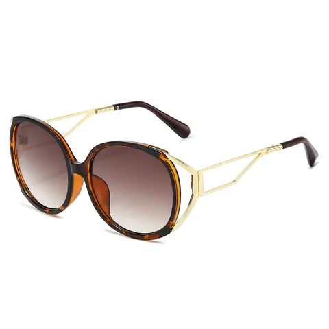 Oversized Ovale Mode Zonnebril Vrouwen Retro Metalen Montuur Verloop Zonnebril Chic Streetwear