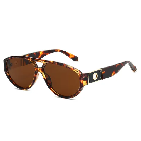 Unisex Mode Dubbele Brug Pilot Zonnebril Retro PC-Frame Metalen Cirkel Holle Slapen UV-Bescherming Bril