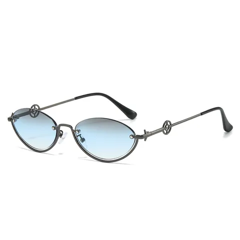 Unisex Ovaal Metaal Montuur Verloop Lens Trendy Street Style Bril Voor Dames En Heren