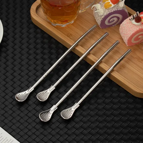 Cuillère à Paille en Acier Inoxydable 304 2 en 1 Cuillère Filtrante Agitateur Yerba Mate Filtre à Thé Style Nordique Outil de Cuisine
