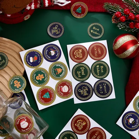 Autocollants de Noël Festifs Décoratifs Étiquettes de Scellage Pour Emballage Cadeau et Enveloppe