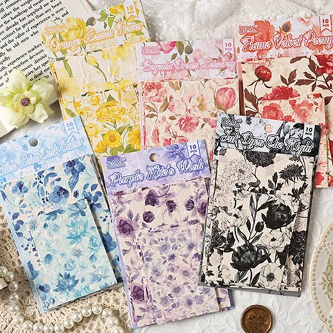 Ensemble de Papier Matériel Floral Rétro Fleurs Romantiques Fournitures de Scrapbooking Collage de Journal Papier Décoratif