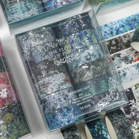 Ensemble de Ruban Washi Estampé à l'Or Série Florale Ruban Adhésif Décoratif Rétro Pour Journal Scrapbooking Bricolage