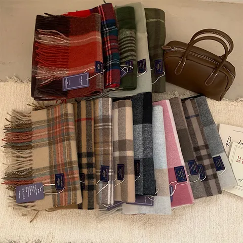 Classic British Plaid Scarf Winter Warm Tassel Shawl Unisex Fashion Casual Tartan Neck Warmer Scarf For Men Women