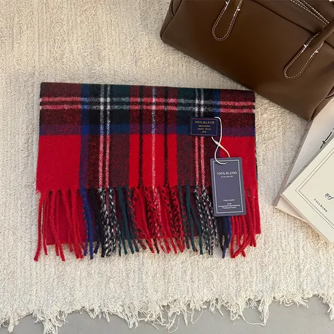 Classic British Plaid Scarf Winter Warm Tassel Shawl Unisex Fashion Casual Tartan Neck Warmer Scarf For Men Women