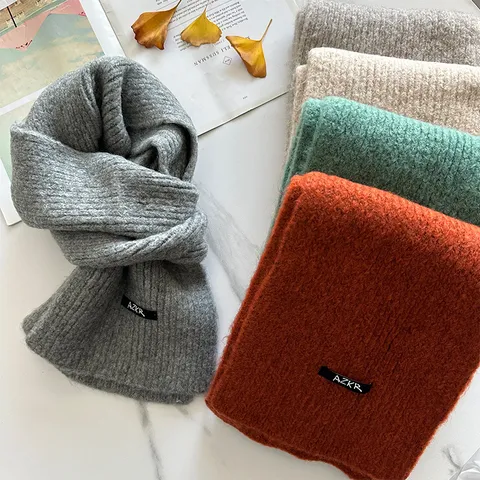Winter Warm Thickened Solid Color Scarf Soft Acrylic Minimalist Casual Neck Warmer Fashion Shawl For Men Women