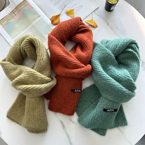 Winter Warm Thickened Solid Color Scarf Soft Acrylic Minimalist Casual Neck Warmer Fashion Shawl For Men Women