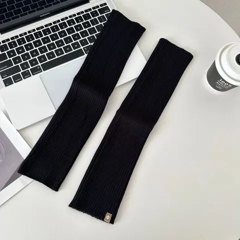 Preppy Stijl Effen Gebreide Beenwarmers Winter Verdikt Warm Lange Laarsmanchetten Geribbeld Breisel Casual Sokken Voor Dames
