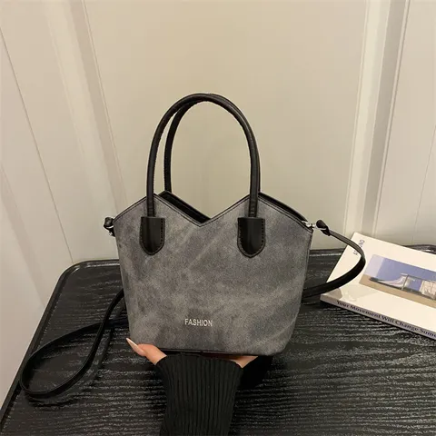 Bolso de Mano Casual Simple Estilo Coreano para Mujer de Cuero PU Color Sólido Bolso de Hombro Bolso Bandolera de Moda con Estampado de Letras