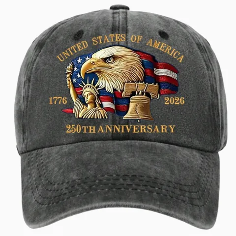 Honkbalpet Ter Herdenking van het 250-Jarig Jubileum van de Amerikaanse Adelaar Gewassen Katoen Verstelbare Cap