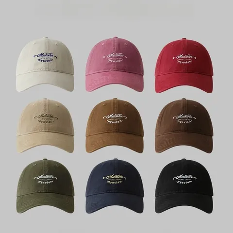 Casual Katoen Geborduurde Letter Honkbalpet Dames Heren Vintage Gebogen Rand Zonnebescherming Effen Kleur Verstelbare Hoed