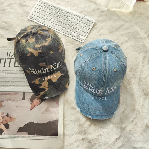 Unisex Vintage Gewassen Gescheurde Honkbalpet Katoen Geborduurde Letter Zonnehoed Casual Verstelbare Sport Dad Hat