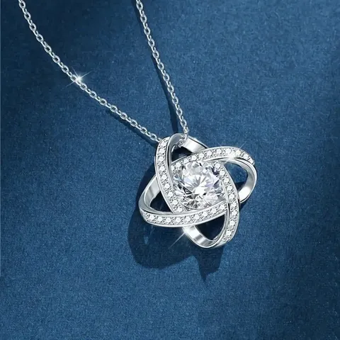 Collana con Pendente a Trifoglio Cavo in Rame Minimalista Zirconia Strass Elegante Regalo di Gioielli di Moda per Donne