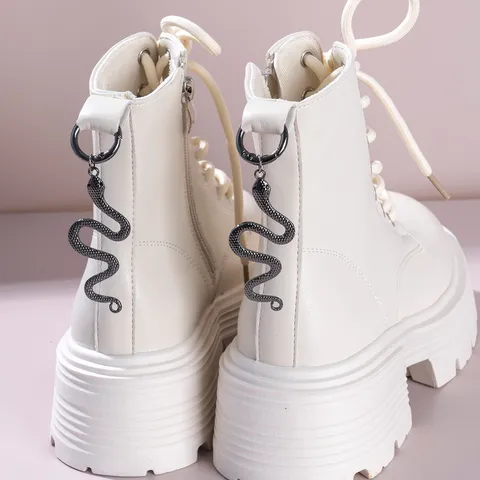 Gotico Retro Metallo Serpente Ciondolo Fibbia per Scarpe Lega Vetro Stivale Tacco Accessorio Punk Decorativo Ciondolo per Scarpe