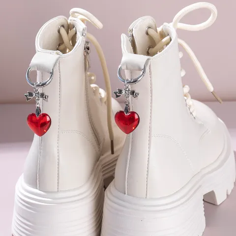 Zoet Cool Retro Legering Glas Hart Strik Laars Schoenenketting Voor Vrouwen Mode Schoenen Accessoires Cadeau