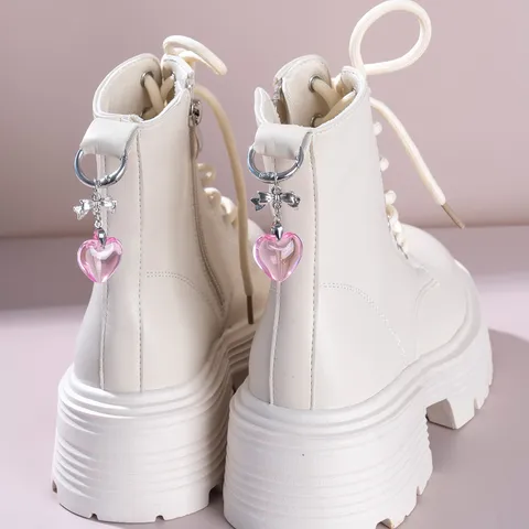 Zoet Cool Retro Legering Glas Hart Strik Laars Schoenenketting Voor Vrouwen Mode Schoenen Accessoires Cadeau
