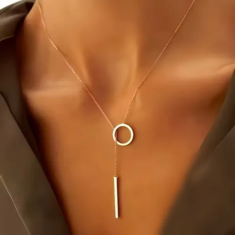 Minimalista Acciaio Inossidabile Catena Croce Cerchio Barra Pendente Collana Regolabile Catena Clavicola Gioielli Di Moda Per Donne