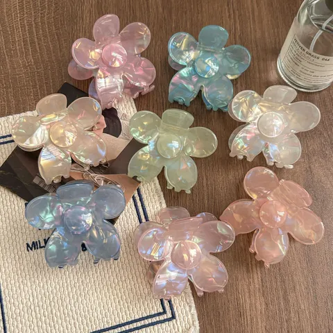 French Style Transparent Floral Hair Claw Resin Camellia Shark Clip Sweet Hair Accessories For Women