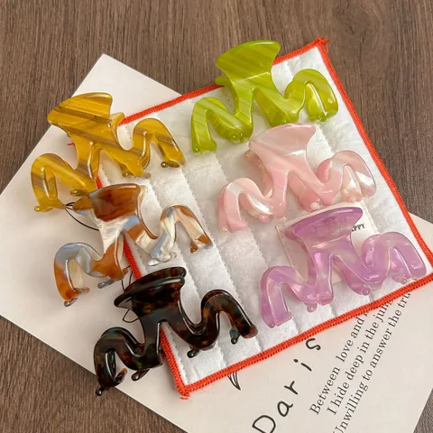 Korean Style Cellulose Acetate Hair Claw Small Wavy Shark Hair Clip Fashion Geometric Hair Accessories For Women
