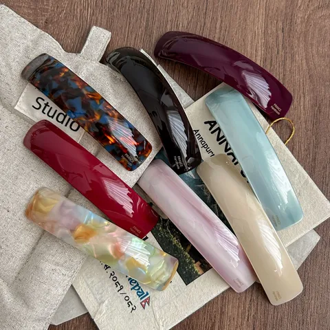 Korean Style Curved Cellulose Acetate Hair Clip Minimalist Spring Barrette Ponytail Holder Hair Accessories For Women