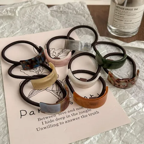 Vintage Acetate Hair Tie Geometric Curved Ponytail Holder Minimalist Elegant Hair Accessories For Women Girls Daily Styling