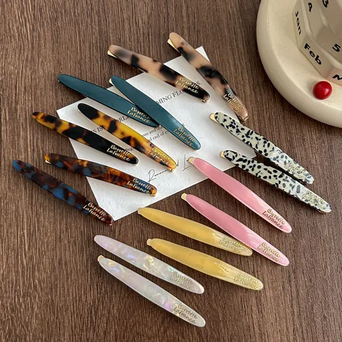 Acetate Hair Clip Vintage Geometric Side Clip With Gold Letter Hair Accessories Fashion Styling Tools For Women Girls
