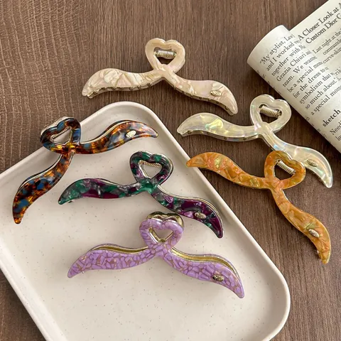 Acetate Hair Claw Large Non-Regular Heart Shape Shark Clip Elegant Hair Accessories For Women Girls Hair Styling