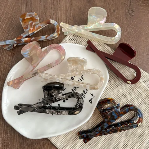 Acetate Hair Claw Retro Fishtail Shark Clip Large Geometric Hair Accessories For Women Daily Styling Ponytail Holder