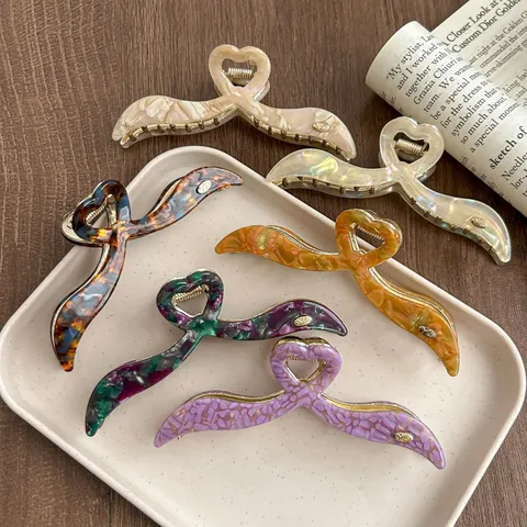 Acetate Hair Claw Large Non-Regular Heart Shape Shark Clip Elegant Hair Accessories For Women Girls Hair Styling