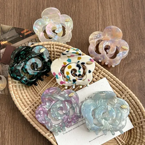 Acetate Floral Hair Claw Clip Small Shark Hair Clip Elegant Hair Styling Accessory For Women Daily Wear