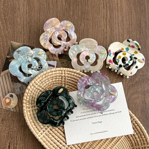 Acetate Floral Hair Claw Clip Small Shark Hair Clip Elegant Hair Styling Accessory For Women Daily Wear