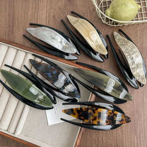 French Luxury Cellulose Acetate Swallowtail Hair Clip Elegant Wood Grain Barrette Hair Styling Accessories For Women