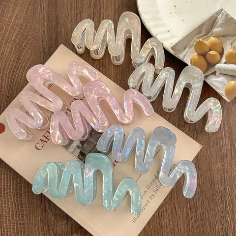 Korean Style Wavy Mermaid Gradient Hair Claw Acetate Geometric Shark Clip Fashion Hair Accessories For Women