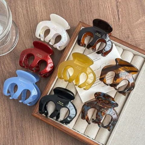 Chic Cellulose Acetate Hair Claw Medium Pumpkin Hair Clip Elegant French Shark Clip Hair Accessories For Women
