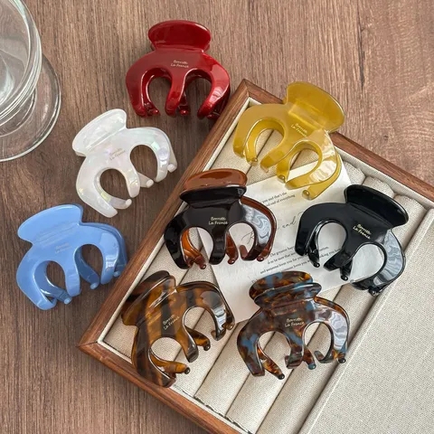 Chic Cellulose Acetate Hair Claw Medium Pumpkin Hair Clip Elegant French Shark Clip Hair Accessories For Women