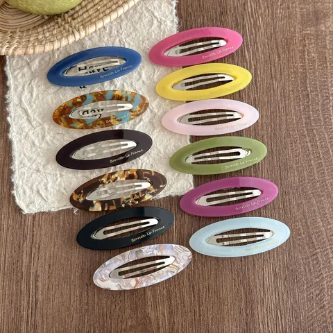 Korean Style Hollow Oval Acetate Hair Clip Fashion Hair Accessories Metal Spring Hairpin For Women Daily Styling
