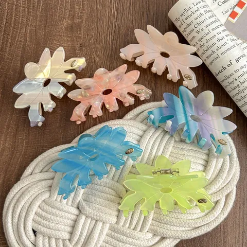 Large Acetate Flower Hair Claw Clip Sweet Style Colorful Floral Shark Clip Hair Accessories For Women Daily Styling