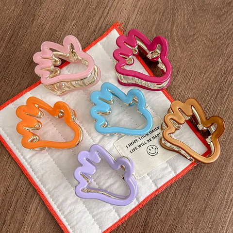 Cute Palm Shape Hair Claw Acetate Hair Clip Sweet Bangs Hairpin Hair Accessories For Women And Girls Daily Styling