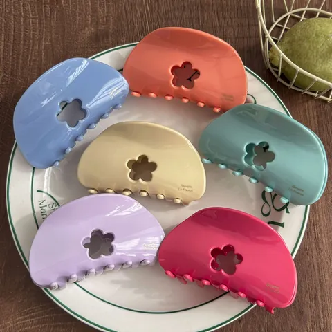 Acetate Flower Hair Claw Clip Cute Small Floral Shark Clip Sweet Hair Accessories For Women Daily Styling