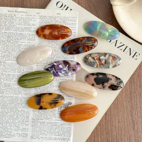 Acetate Oval Hair Clip French Handmade Side Clip Bangs Hairpin Hair Accessories For Women Daily Styling
