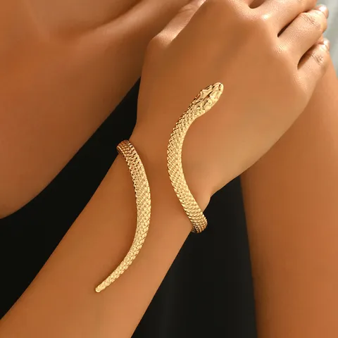 Vintage Esagerato Serpente Anello Aperto Bracciale Girocollo Set di Gioielli Moda Ferro Serpente Gioielli per Donne