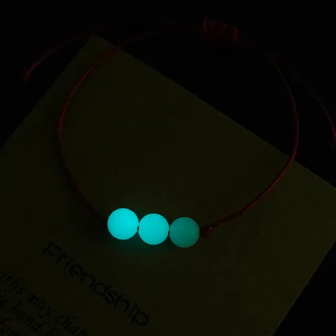 Braccialetto Intrecciato Fatto a Mano in Corda Rossa con Perle di Vetro Luminose Carta d'Amicizia Regolabile Regalo di Gioielli