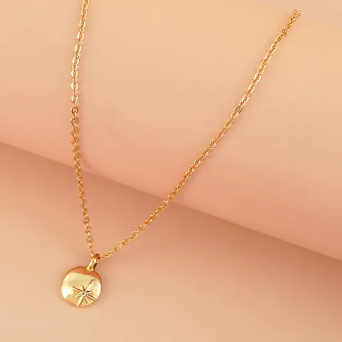 Squisita Collana con Ciondolo a Stella a Otto Punte in Lega e Strass Catena Minimalista Gioiello di Moda Regalo per Donne