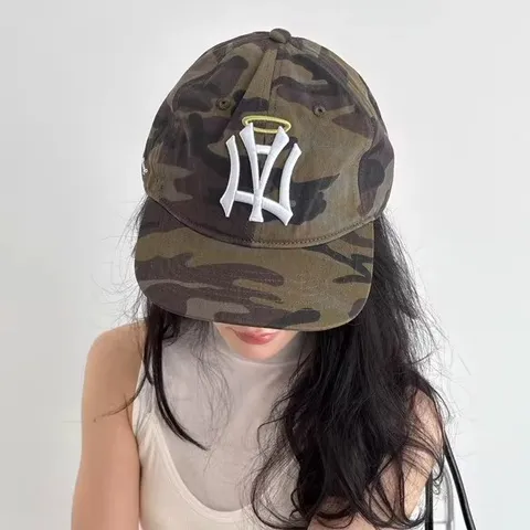 Casquette de Baseball Camouflage Style de Rue Unisexe Coton Bord Plat Chapeau Avec Broderie Design Ailes d'Ange Coiffure de Mode