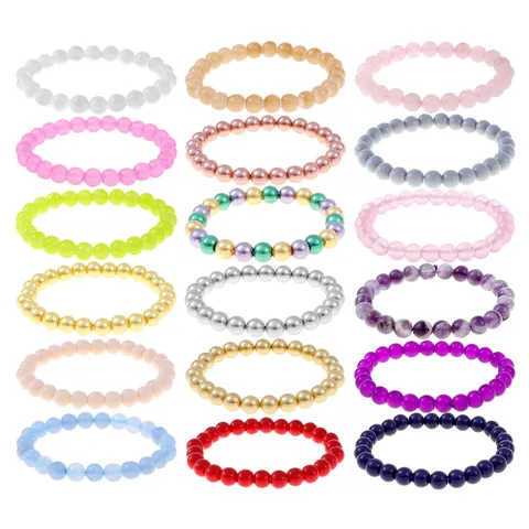 Bracciali Elastici Artigianali in Perle di Vetro e Pietra Naturale Gioielli di Moda Multicolore Regalo per Donna